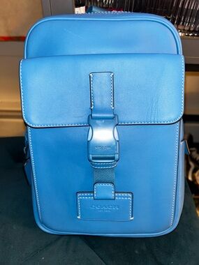 Coach Men's Leather Sling Bag - Bright Blue, Like new condition!